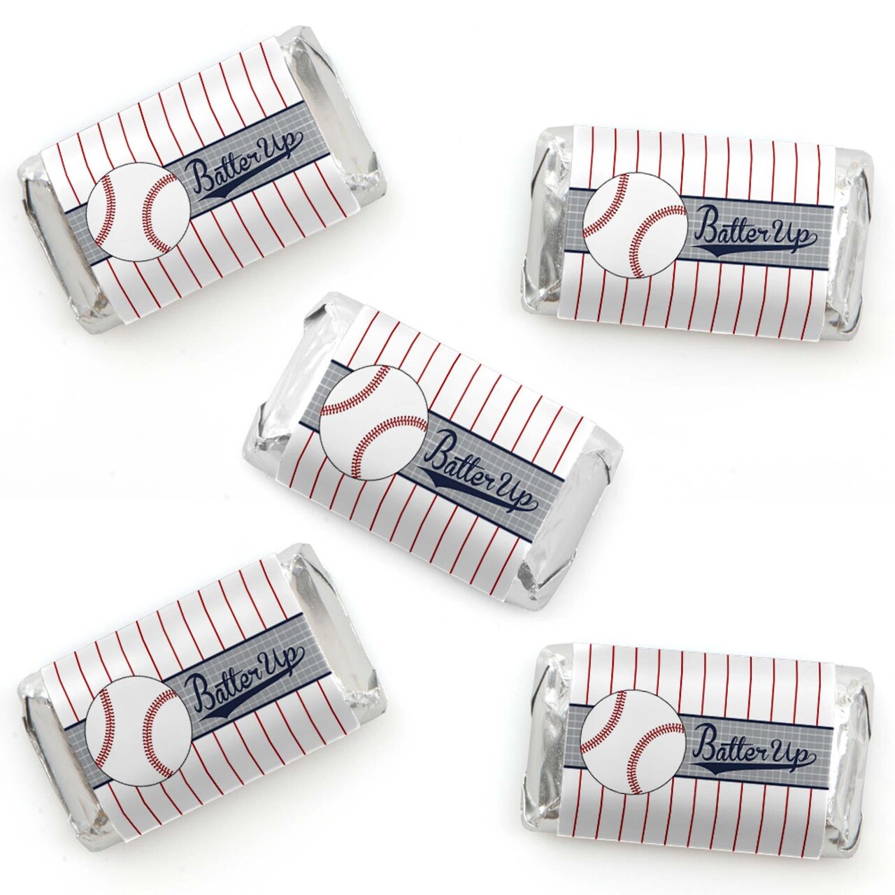 Big Dot of Happiness Batter Up - Baseball - Mini Candy Bar Wrapper Stickers - Baby Shower or Birthday Party Small Favors - 40 Count